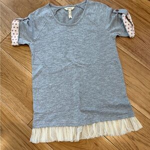 Matilda Jane Gray Tee with Polka Dot Sleeves